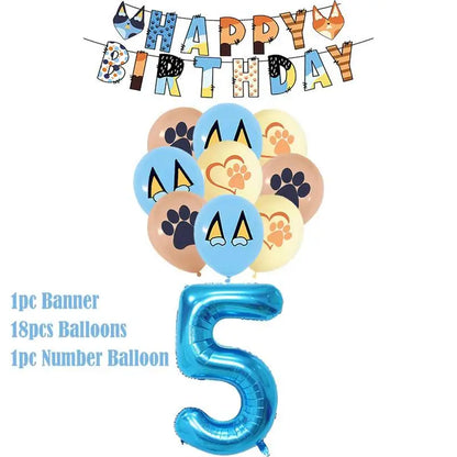 New Cartoon Dog Birthday Party Decoration Setup Boys Children Blue Dogs Party Favor Tableware Plate Napkin Cup Supplies Full Set