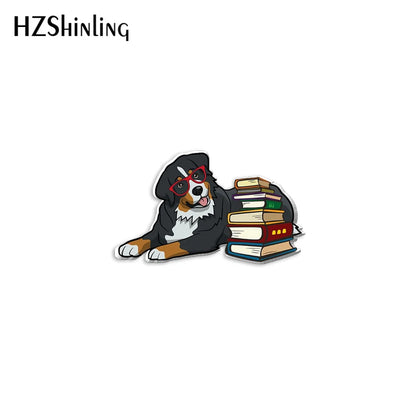 2023 New Bernese Mountain Dog Acrylic Lapel Pin Animal Epoxy Butterfly Clasp Pin Handmade Butterfly Brooch