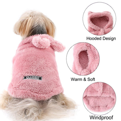 Winter Dog Hooded Clothes For Small Medium Dogs Cat Soft Puppy Rabit Ears Clothing Cute Kitten Costume Chihuahua Pug Pet Outfits
