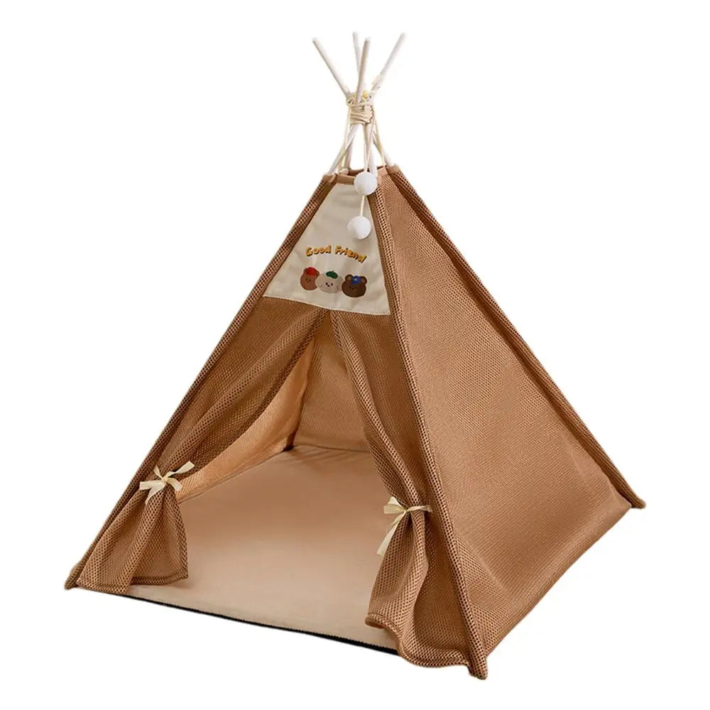 the GOOD BUDDY TEEPEE - Portable Pet Playpen, Breathable Mesh Foldable Dog Tent, Stable Structure Pet Teepee, Machine Washable Portable Indoor Doghouse