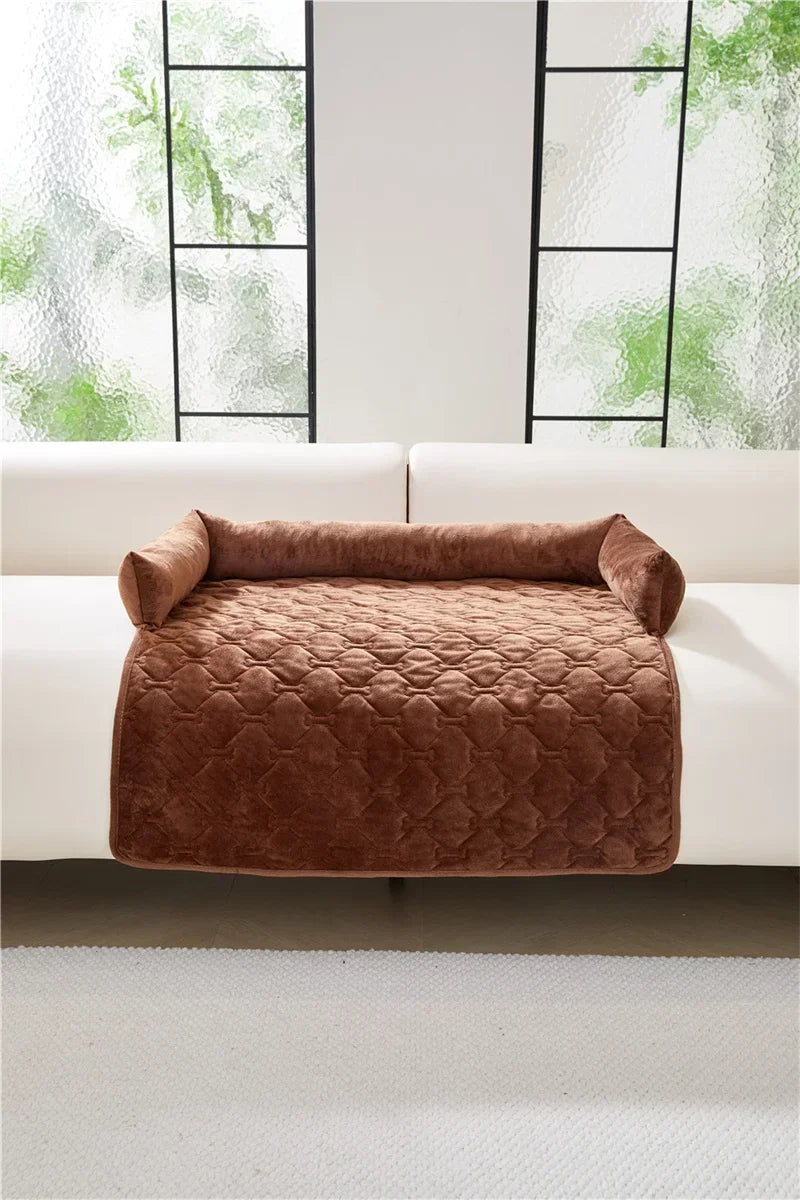 Velvet Pet Sofa Mat Warm Pet Blanket for Medium Large Dog Couch Bed Cushion with Pillow Cats Pad House Pet Supplies Accessories