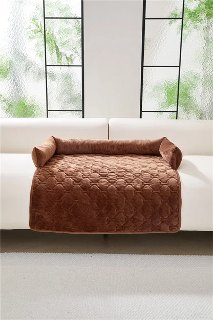 Velvet Pet Sofa Mat Warm Pet Blanket for Medium Large Dog Couch Bed Cushion with Pillow Cats Pad House Pet Supplies Accessories