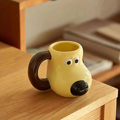 A 520ml large capacity paw dog ceramic mug cartoon creative coffee cup office drinking cup household cup suitable for children's