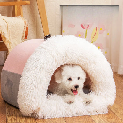 2025 New Spliced Portable Pet Nest Portable Autumn and Winter Warm Dog Kennel Moisture-proof Plush Cat Kennel Pet Supplies