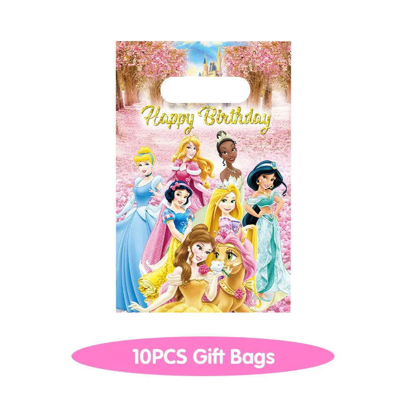 Disney Princess Birthday Decoration Tableware Paper Cups Plates Balloons Tablecloth Backdrop Banner Party Supplies For Baby Kids