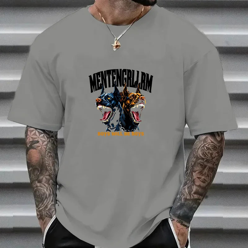 the BAD BOYS - Luxury Brand for Men's T-Shirt, Summer 100% Cotton High Quality Printed Dogs Short Sleeve T-Shirt, Street Fashion Top