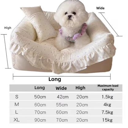 Pet House Bed Cats Small Dog Sofa Cat Nest Rural Style Pure Cotton with Lotus Leaf Edges Detachable and Washable Pet Supplies