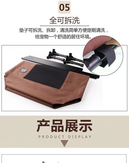 Large Elevated Cooling Dog Bed Portable Anti-Chewing Outdoor Kennel with Non-Slip Foot Rest Pet Bed