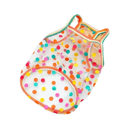 Pet Strap Sunscreen Vest Mesh Strawberries Dog Vests Dog Cat Clothing Supplies Thin Teddy Bear Colorful Dot Top Puppy Clothes