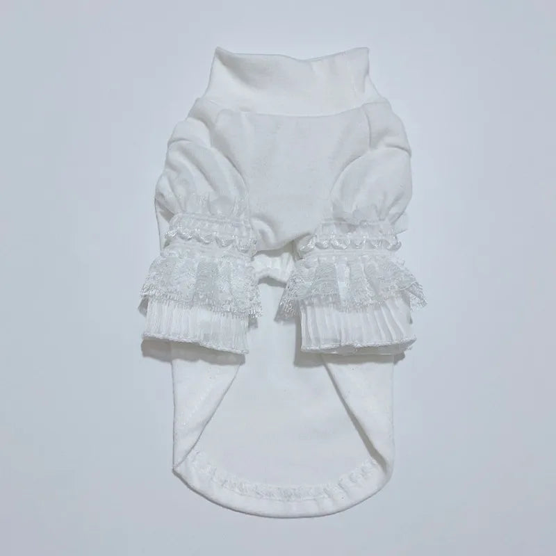 Dog Pure White Bottoming Shirt Pet Clothes White Puppy Cat Teddy Spring Autumn New Bottoming Shirt Girl Dog Shirts Dog Cloths