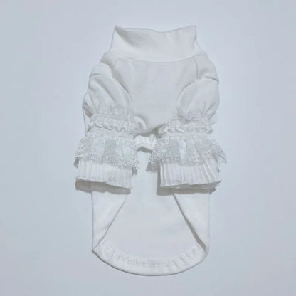 Dog Pure White Bottoming Shirt Pet Clothes White Puppy Cat Teddy Spring Autumn New Bottoming Shirt Girl Dog Shirts Dog Cloths