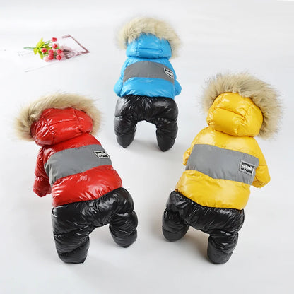 Winter Warm Dog Clothes For Small Dogs Chihuahua Waterproof Hooded Puppy Down Jacket French Bulldog Hoodies Jumpsuit Overalls