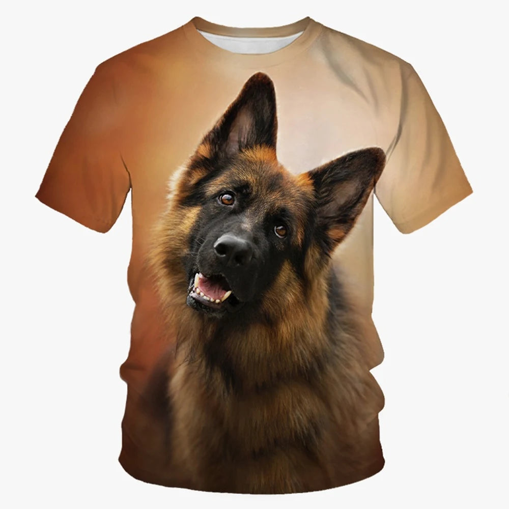 the ALPHA DOG CLUB - Summer Fashion Trend Novel Cute Dog 3D Printed Dog Pattern Trend Casual Comfortable Short Sleeved Top