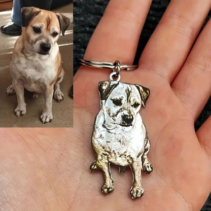 Custom Pet Portrait Keychain Engraved Cat & Dog Photos Portrait, Cute Animal Design,Customize Perfect Gift for Pet Lovers