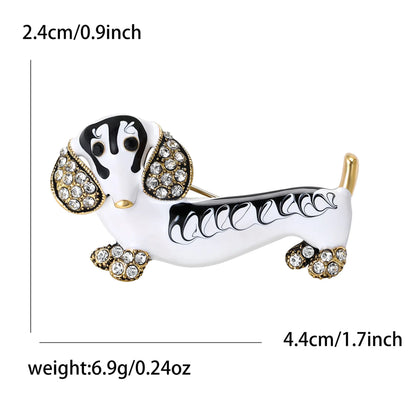 Enamel Puppy Brooches for Women Unisex Rhinestone Animal Pin Dog Lapel Pins Office Party Friend Luxury Gifts Jewelry Accessories