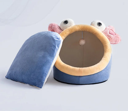 Foldable Pet House Suitable for Small Dogs and Small To Medium-sized Cats Semi Enclosed Warm Cat Bed Detachable and Washable