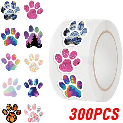 100-500pcs Creative Dog Paw Stickers Children Learning Reward Stationery Sticker Fashion Office School Decoration Seal Stickers