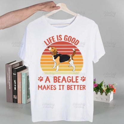 the PERSONAL STALKER - Beagle Cartoon Men's T-Shirts, Funny Hip Hop Summer Women/Men Bagel Dog Cute T-Shirts
