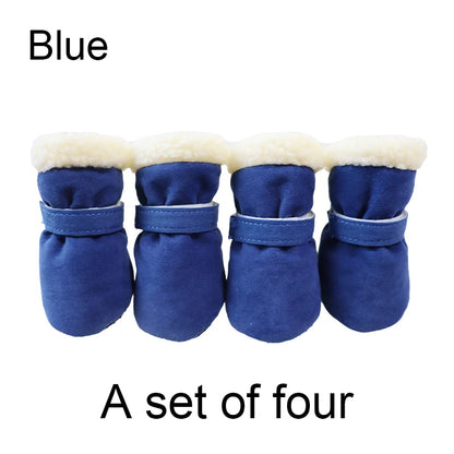 the SNOW DOG SLIPPERS - 4PCS Winter Waterproof Warm Non-Slip Snow Boots for Small Breeds Dogs, Puppy Outdoor Walking Dog Socks, Bootie Pet Paw Care
