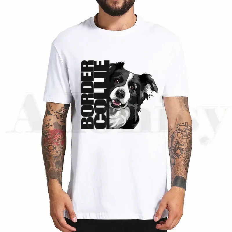 the BORDER COLLIE - Border Collie Print T-Shirt, Hip Hop Girl Print Top Tees, Harajuku Dog Cartoon Funny Kawaii Art T-Shirts, Men Fashion Summer T-Shirts