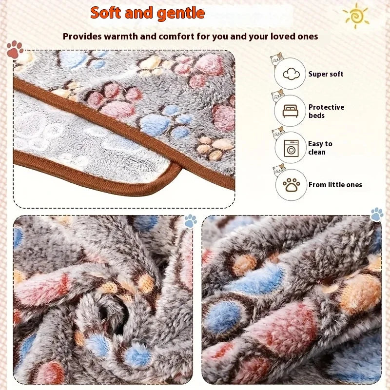 Soft Flannel Fleece Cat Dog Blanket Bed Mats Paw Foot Print Warm Pet Blanket Sleeping Beds Cover Mat For Dogs Cats Pets supplies