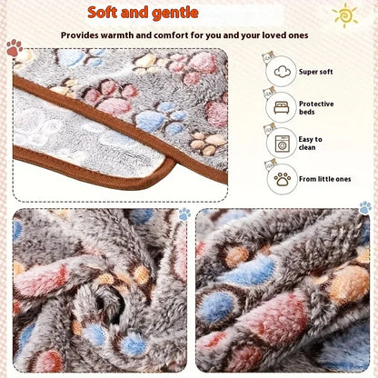Soft Flannel Fleece Cat Dog Blanket Bed Mats Paw Foot Print Warm Pet Blanket Sleeping Beds Cover Mat For Dogs Cats Pets supplies