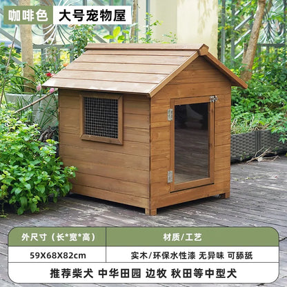 the GOOD DOG DOGHOUSE - Large Dog Kennel, Outdoor Semi-Enclosed Kennel, Winter Outdoor Doghouse, Rainproof and Cold-Proof Luxury Dog Villa