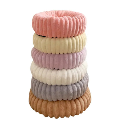 Winter Pet Kennel Round Rabbit Plush Padded Soft, Comfortable and Warm Fashion Solid Color Cat and Dog Mattress Pet Pad