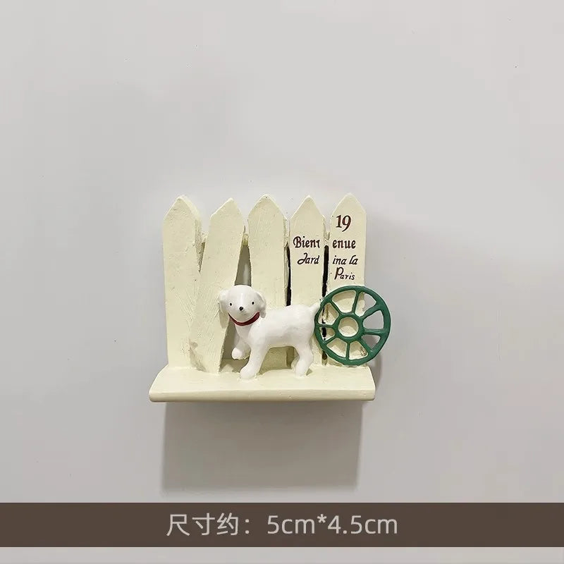 3D Fridge Magnet Puppy Cartoon Cat and Dog Refrigerator Stickers  Anti-theft Entrance Door Decorative Magnetic Creative Message