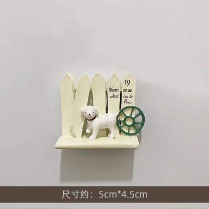 3D Fridge Magnet Puppy Cartoon Cat and Dog Refrigerator Stickers  Anti-theft Entrance Door Decorative Magnetic Creative Message