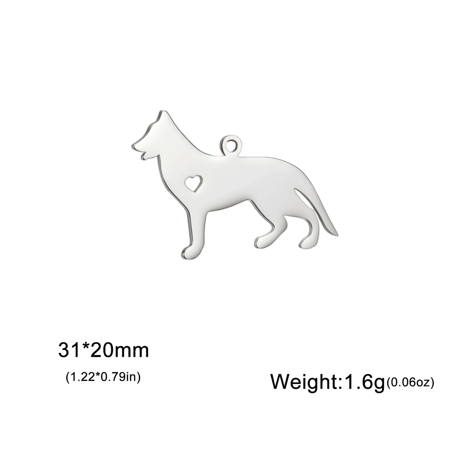 5 pieces/batch Cute Sausage Dog Wolf Pendant Stainless Steel DIY Earrings Bracelet Jewelry Fashion Jewelry Making