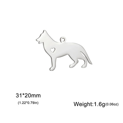 5 pieces/batch Cute Sausage Dog Wolf Pendant Stainless Steel DIY Earrings Bracelet Jewelry Fashion Jewelry Making