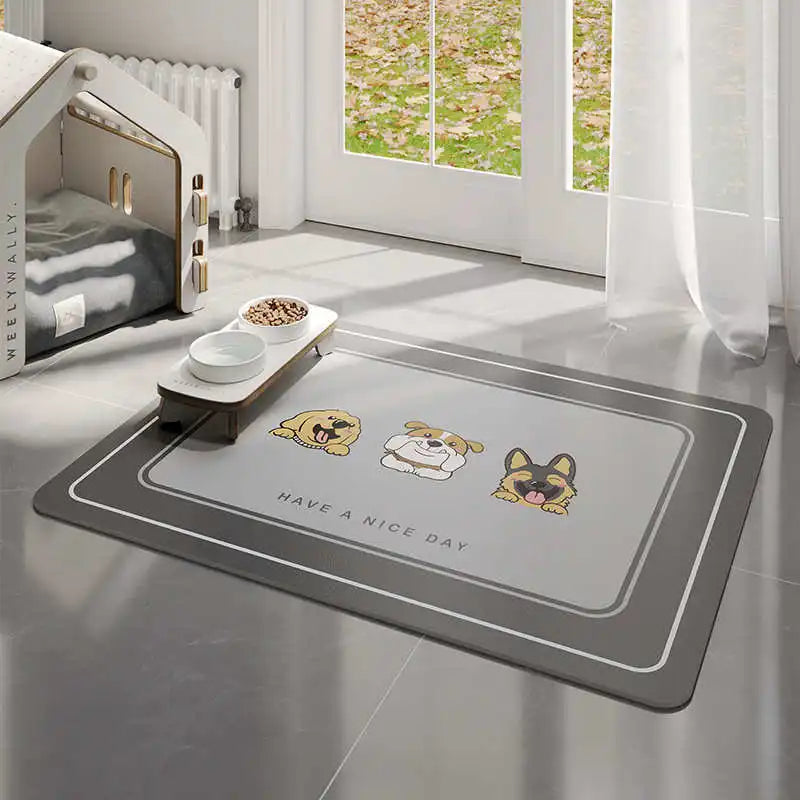 VIKAMA Cute Dog Anti-Dirt Pet Mat-Waterproof, Oil-Resistant, Food-Safe, Quick-Drying, Scratch-Resistant, Easy To Clean