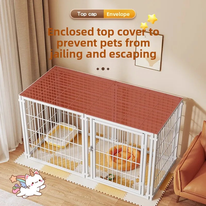 the KENNEL CAGE - Outdoor Dog/Cat House, Durable Dog Crate, Indoor Pet Playpen for Small/Medium Dogs/Cats Metal Playpen Secure Fence