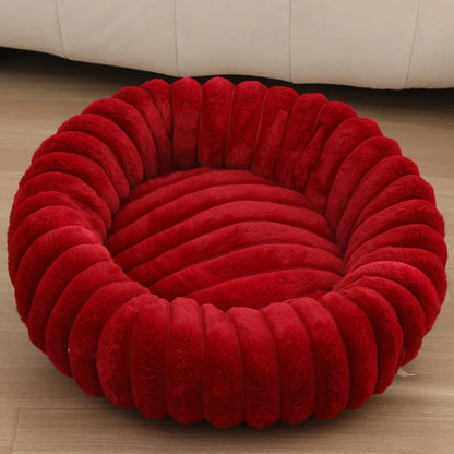 Home Plush Pet Nest Winter Cat Dog Bed Warm Detachable and Washable Round Cat Nest Pet Bed Seasonal Universal Decoration
