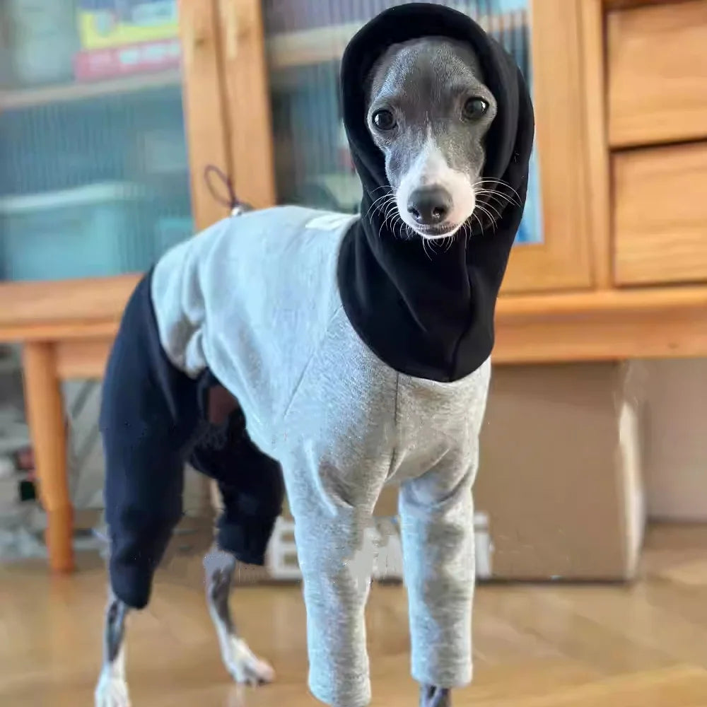Italy Greyhound Clothing 4-legged High-Neck Grey Black Sweatshirt Winter Coat for Poodle Autumn Soft Loungewear for Mid Dogs