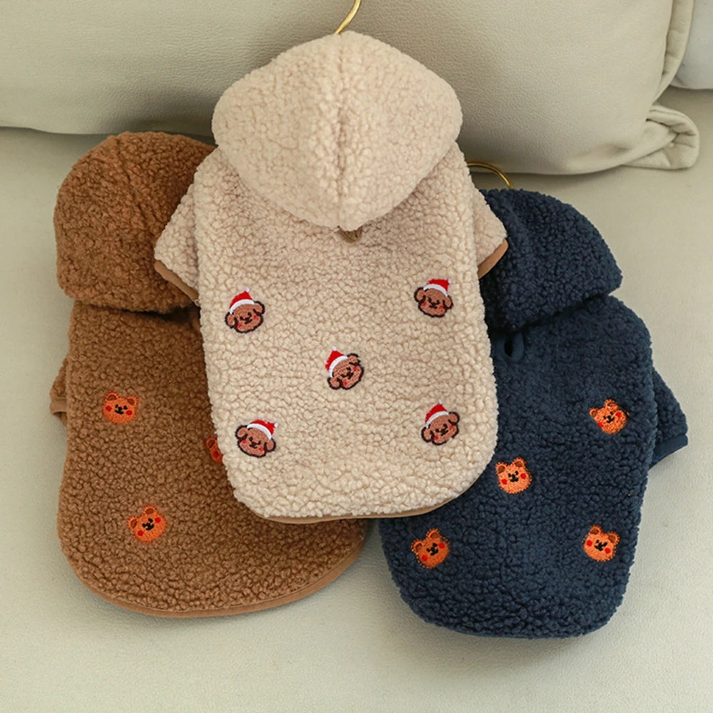 Winter Warm Pet Lamb Velvet Hoodie Clothes Comfortable Dog Coat Suitable Small Dogs Pet Outfits Chihuahua Clothing