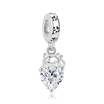 Original 925 Sterling Silver Charms Love Pets Dog Cat Paw Print Pendant Beads Fit Brand Bracelets Necklaces Women DIY Jewelry