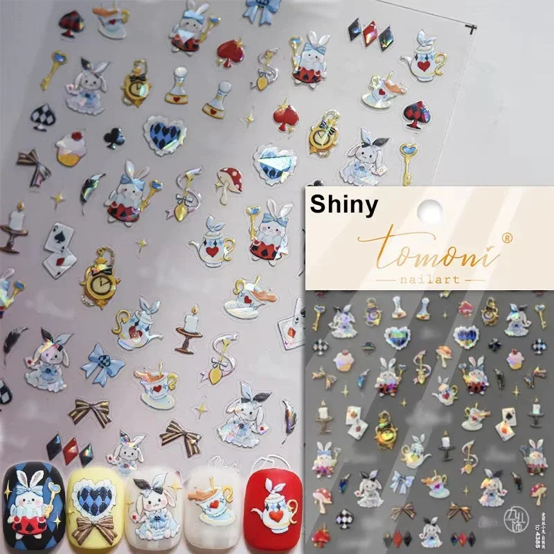 Graffiti Cat Claw Rabbit Bunny Bear Dog Flower Lovely Animal Fruit Dim Sum Candy Sunflower Adhesive 5D Nail Art Stickers Decal