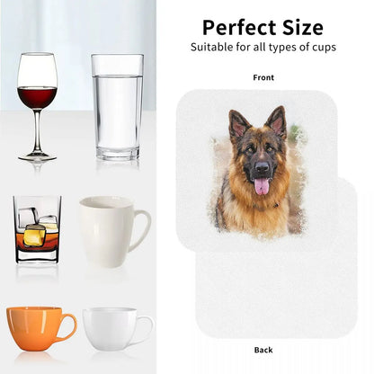 German Shepherd Dog Coasters Kitchen Placemats Non-slip Insulation Cup Coffee Mats For Decor Home Tableware Pads Set of 4