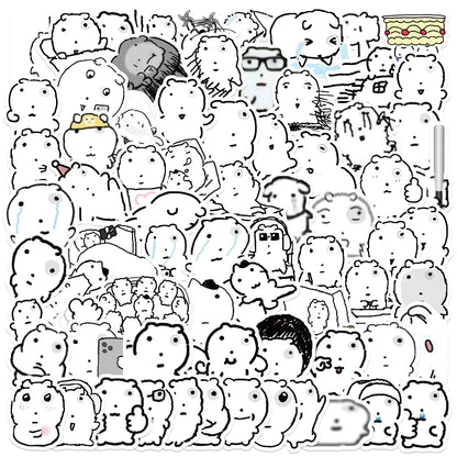 72 Sheets Swollen Eye Cat Stickers Black Sketch Cute Animal Water Cup Computer Mobile Phone Decoration Waterproof Stickers
