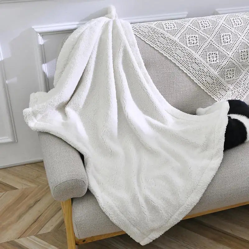 Waterproof Dog Blanket Double Layer Thick Warm Small Cat Blanket Washable Soft Plush Reversible Throw Furniture Protector