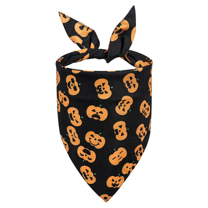 the HOWL-O-WEEN SCARFS - Adjustable Chic Pet Bandana with Bow Tie - Polyester Triangle Scarf & Drool Bib for Small to Large Dogs, Perfect for Halloween
