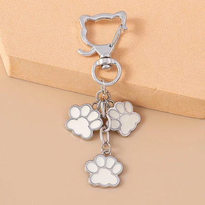 Cute Enamel Puppy Dog Cat Paw Keychain Footprint Key Ring Pendants for Women Girls Handbag Decor DIY Handmade Jewelry  Gifts
