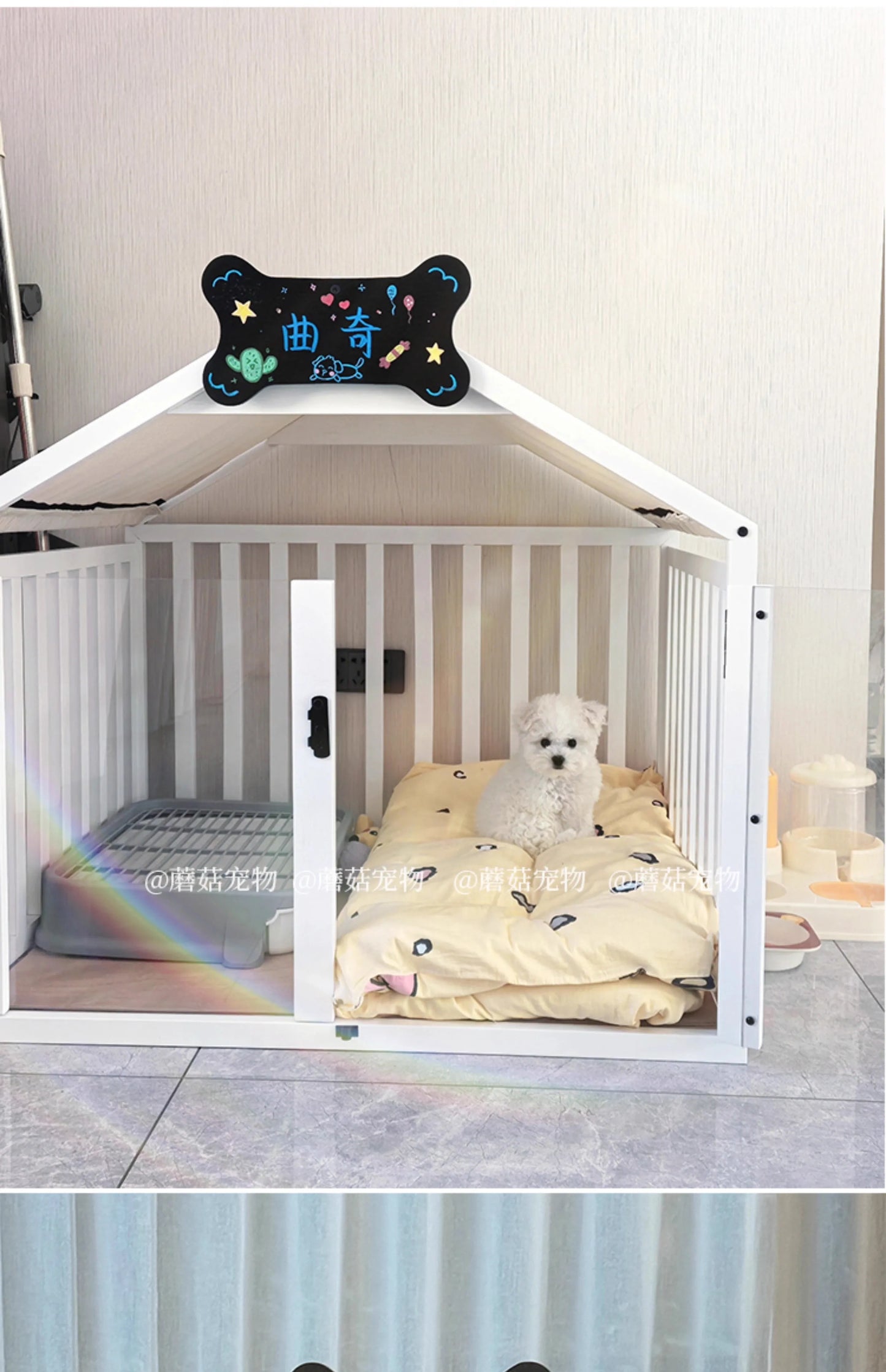 the MILKBONE HOUSE - Indoor Solid Wood Creativity Design Special Use Pet Doghouse, Detachable Washable Advanced Light Luxury Large Dogs Big Villa