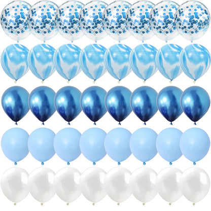 Blue Pink Purple Set Agate Marble Balloons Silver Confetti Balloon Wedding Valentine's Day Baby Shower Birthday Party Decoration