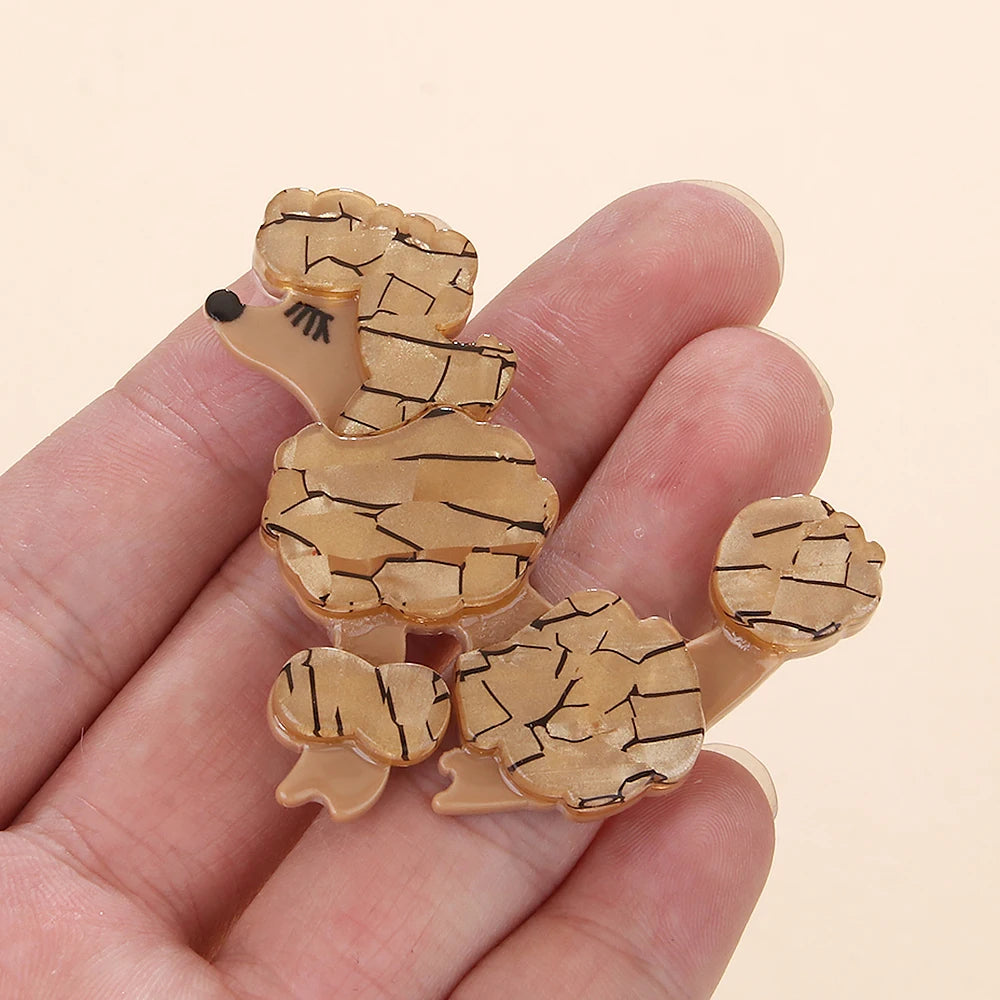 Pets Dog Pin Brooch Vintage Design Acrylic Dog Poodle Brooch for Teens Girls Women Handmade Lovely Animal Dog Brooch Jewelry