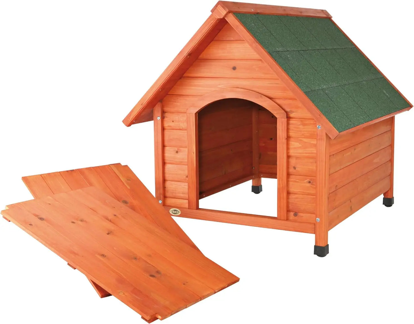 the CEDAR DOG - Durable Indoor Air Vents and Elevated Floor Waterproof Animal Pattern Kennel, Outdoor Wooden Pet Doghouse for Puppy Shelter