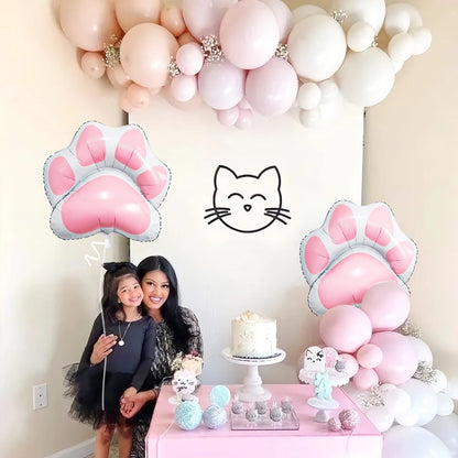 2pcs Animal Let's Pawty Pink Dog Paw Aluminum Film Balloon Cute Animal Birthday Party Baby Party Decoration Supplies