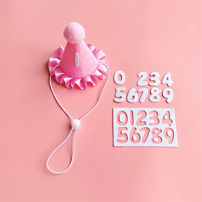 Dog Birthday Scarf Hat Set Cat Birthday Party Supplies Pet Scarf Puppy Birthday Lace Hat Scarf for Small Medium Dog Pet